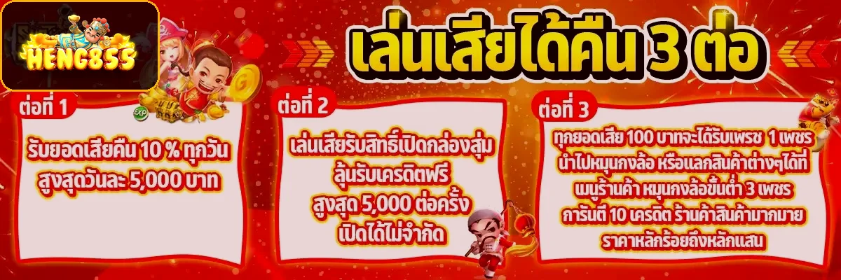 HENG855 สิทธิพิเศษเล่นเสียได้คืน